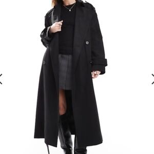 H&M Oversized Black Full Length Trench Coat
